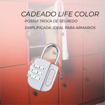 Cadeado Stam Life Colors 25mm C/ Segredo Senha Armário, Mala - Branco