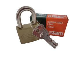 Cadeado Stam Zamac Latonado Médio E-Coat 35mm C / 2 Chaves