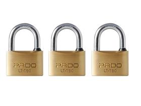 Cadeado Tetra Pado 50mm Kit 3 Peças Mesmos Segredo - Latão