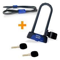 Cadeado Trava U-lock Com Cabo Para Bicicleta E Moto Papaiz