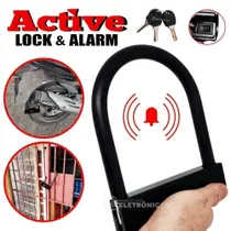 Cadeado Trava U Lock Tranca Bicicleta Moto Alarme Potente - Luatek