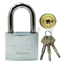 Cadeado Triangle Chave Treta 38mm Antifurto Resistente Robusto Reforçado