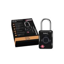 Cadeado TSA Digital 35B Papaiz Preto com Biometria e Senha Numérica Leitura Rápida e Alta Segurança para Viagens