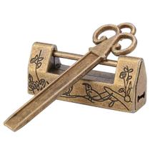 Cadeado vintage Hztyyier Fechadura chinesa antiga com chave de bronze Cadeado vintage Hztyyier Fechadura chinesa antiga com chave de bronze