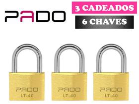Cadeados 40mm Pado Kit 3 Peças - Mesmos Segredos - Latão