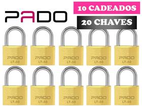 Cadeados Pado 50mm Kit 10 Peças Mesmos Segredos 20 Chaves