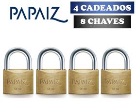 Cadeados Papaiz 60mm Kit 4 Peças Mesmos Segredos - 8 Chaves