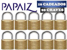 Cadeados Tetra Papaiz 50mm 10 Peças Mesmos Segredos - 20 Chaves