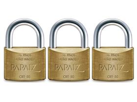 Cadeados Tetra Papaiz 50mm Kit 3 Peças - Mesmos Segredo Cadeados Tetra Papaiz 50mm Kit 3 Peças - Mesmos Segredo
