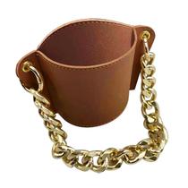 Cadeia de copo de café portátil capa de couro bolsa de bebida isolamento térmico tampa de copo de separação quente pendurada portátil