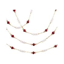 Cadeia De Pérolas De Vidro Vermelho Imitadas Com Corrente De Cobre 50cm 100cm Materiais Para Fazer