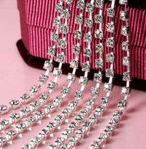 Cadeia fechada de strass de cristal WOIWO de 2,2 jardas para joias Cadeia fechada de strass de cristal WOIWO de 2,2 jardas para joias