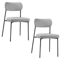 Cadeira 4 pés Mona Linho Sintético Chumbo com Preto Salaone - Kit 02 Cadeira 4 pés Mona Linho Sintético Chumbo com Preto Salaone - Kit 02