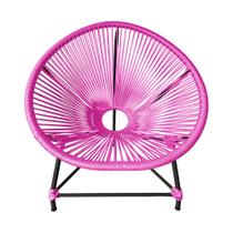 Cadeira Acapulco Corda Náutica Base em Alumínio Preto/rosa