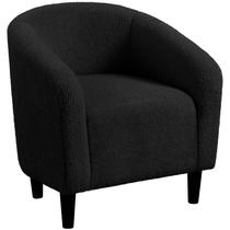 Cadeira Accent Barrel Yaheetech Boucle Fabric Club Black