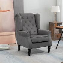 Cadeira Accent HOMCOM Mid-Century Modern High Wingback cinza escuro