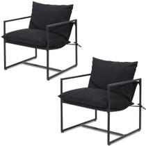 Cadeira Accent Kromax Modern com apoio de braço, conjunto de 2 pretas