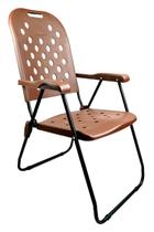 Cadeira Aço Carbono Praia Alta Dobrável Reforçado