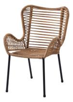 Cadeira Aço Vime Rattan Jardim Varanda 90x64x62cm Até 110kg - Just Home Collection