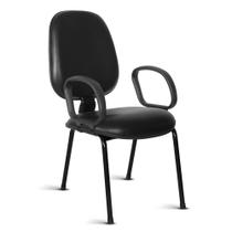 Cadeira Ágata Gerente Pé Palito Braço Corsa Revestimento Sintético Preto Cadeira Ágata Gerente Pé Palito Braço Corsa Revestimento Sintético Preto