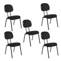 Cadeira Ágata Secretária Pé Palito L Duplo Kit 05 Tecido Cor: Preto