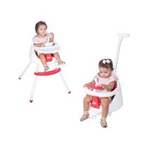 Cadeira alimentação booster carrinho volante com guia cinto de segurança ortatil vira carrinho 4 em 1 lavavel 3 alturas até 18 kg Lily Vermelho - Baby Style