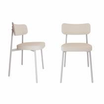 Cadeira Alloa Fixa com 4 Pés 50 x 44,7 x 83,8 cm com 2 Unidade Branco/Palha Cadeira Alloa Fixa com 4 Pés 50 x 44,7 x 83,8 cm com 2 Unidade Branco/Palha