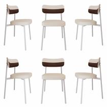 Cadeira Alloa Fixa com 4 Pés 50 x 44,7 x 83,8 cm com 6 Unidade Branco/Palha/Whisky Cadeira Alloa Fixa com 4 Pés 50 x 44,7 x 83,8 cm com 6 Unidade Branco/Palha/Whisky
