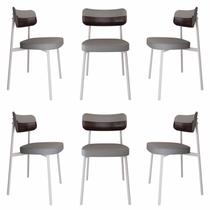 Cadeira Alloa Fixa com 4 Pés 50 x 44,7 x 83,8 cm com 6 Unidade Cinza/Café Cadeira Alloa Fixa com 4 Pés 50 x 44,7 x 83,8 cm com 6 Unidade Cinza/Café