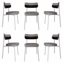 Cadeira Alloa Fixa com 4 Pés 50 x 44,7 x 83,8 cm com 6 Unidade Cinza/Preto Cadeira Alloa Fixa com 4 Pés 50 x 44,7 x 83,8 cm com 6 Unidade Cinza/Preto