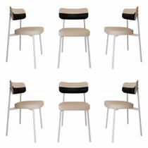 Cadeira Alloa Fixa com 4 Pés 50 x 44,7 x 83,8 cm com 6 Unidades Bege/Areia/Preto/Branco Epoxi Cadeira Alloa Fixa com 4 Pés 50 x 44,7 x 83,8 cm com 6 Unidades Bege/Areia/Preto/Branco Epoxi