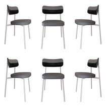 Cadeira Alloa Fixa com 4 Pés 50 x 44,7 x 83,8 cm com 6 Unidades Cinza/Preto Cadeira Alloa Fixa com 4 Pés 50 x 44,7 x 83,8 cm com 6 Unidades Cinza/Preto