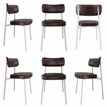 Cadeira Alloa Fixa com 4 Pés 50 x 44,7 x 83,8 cm com 6 Unidades Marrom/Café Cadeira Alloa Fixa com 4 Pés 50 x 44,7 x 83,8 cm com 6 Unidades Marrom/Café