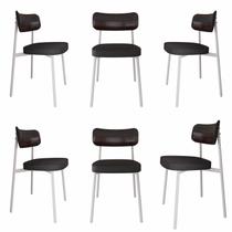 Cadeira Alloa Fixa com 4 Pés 50 x 44,7 x 83,8 cm com 6 Unidades Preto/Café Cadeira Alloa Fixa com 4 Pés 50 x 44,7 x 83,8 cm com 6 Unidades Preto/Café