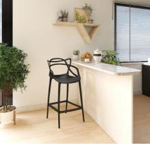 Cadeira Alta Allegra Masters Plastico Polipropileno Resistente Empilhavel Passa Prato Preta