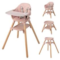 Cadeira alta BABY JOY 6 em 1 conversível de madeira para bebês rosa