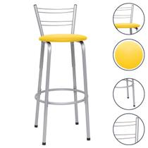 Cadeira Alta Flórida Encosto Aramado 70Cm Cozinha Varanda Estrutura Prata Balcão Ilha Bancada Bar Itagold