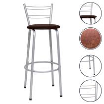 Cadeira Alta Flórida Encosto Aramado 70Cm Cozinha Varanda Estrutura Prata Balcão Ilha Bancada Bar Itagold Cadeira Alta Flórida Encosto Aramado 70Cm Cozinha Varanda Estrutura Prata Balcão Ilha Bancada Bar Itagold