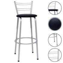 Cadeira Alta Flórida Encosto Aramado 70Cm Cozinha Varanda Estrutura Prata Balcão Ilha Bancada Bar Itagold