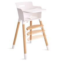 Cadeira alta HM-Tech de madeira para bebês e crianças pequenas branca