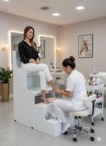 Cadeira Alta Para Pedicure Manicure Cadeirão Esmalte Salão Branco Cód.1200 Cadeira Alta Para Pedicure Manicure Cadeirão Esmalte Salão Branco Cód.1200