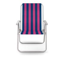 Cadeira Alta Para Praia Camping Azul E Rosa Verão 72cm Resistente Confortável E Desmontável Mor