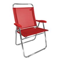 Cadeira Alumínio King Vermelha Zaka Super Resistente 140 KG