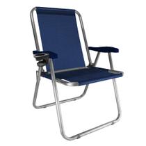 Cadeira Alumínio Max com PORTA COPO TÉRMICO Marinho Zaka Super Resistente 140 KG