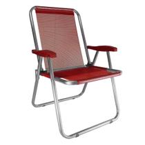 Cadeira Alumínio Max Vermelha Zaka Super Resistente 140 KG