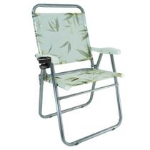 Cadeira Alumínio Reforçada com PORTA COPO TÉRMICO Cancun Plus Colors Bambu Zaka 120 kg