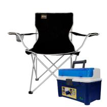 Cadeira Alvorada Preta Com Maleta Organizadora Pesca Azul