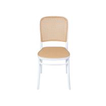 Cadeira Amis em Polipropileno Branca e Simulando Palha no Assento e Encosto - OR DESIGN