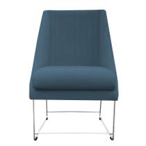 Cadeira Ana Base de Ferro prata suede Azul Turquesa - D'Classe Decor