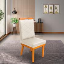 Cadeira Ana Matelassê tecido suede com Base Fixa de Madeira Maciça e Puxador Castanho